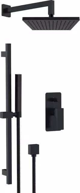 Set doccia a incasso completo Remer serie Absolute con saliscendi e doccetta in nero opaco – 1