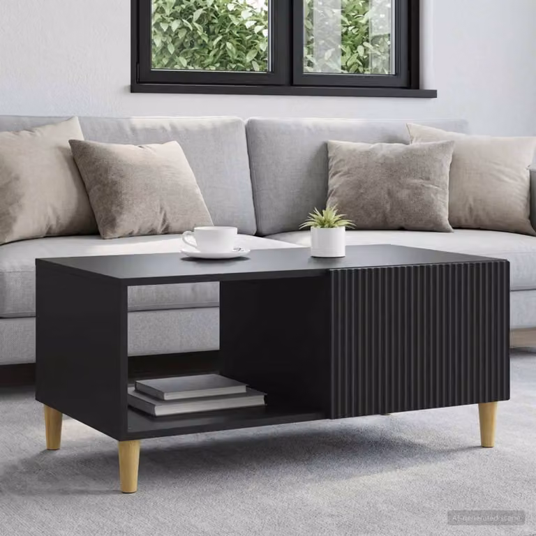 vidaXL Tavolino da salotto moderno in legno MDF nero L 90 cm, P 60 cm, H 40 cm