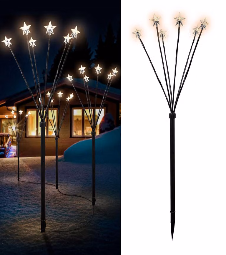 set di 12 bastoncini luminosi da giardino a LED con 72 stelle