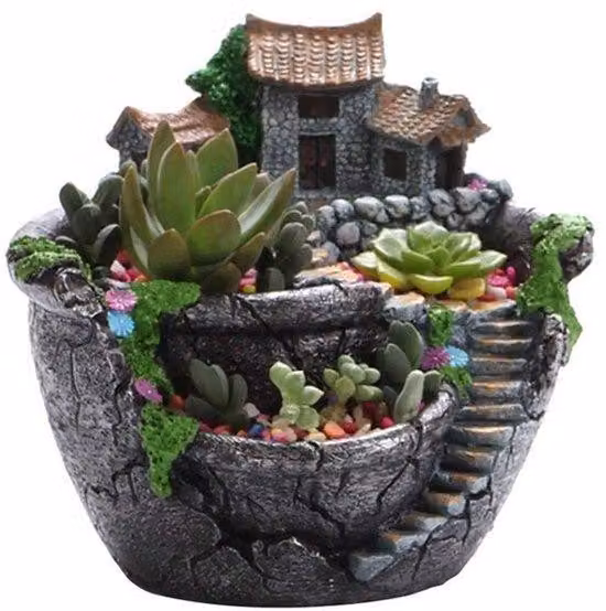 Set di 3 vasi in Vetroceramica per giardino pensile, decorazione con 3 contenitori per piante