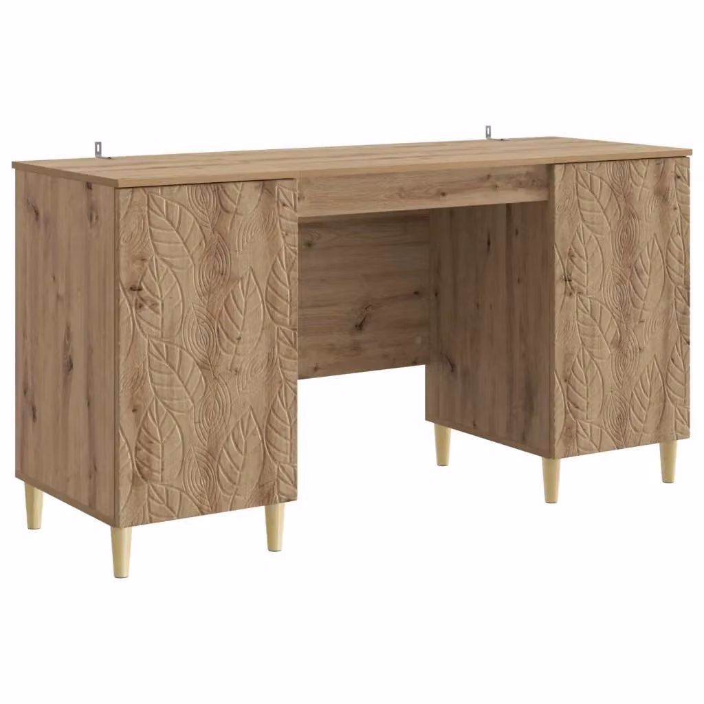 Scrivania moderna vidaXL in legno color rovere, L: 142,5 cm, P: 50 cm, H: 75 cm – 2