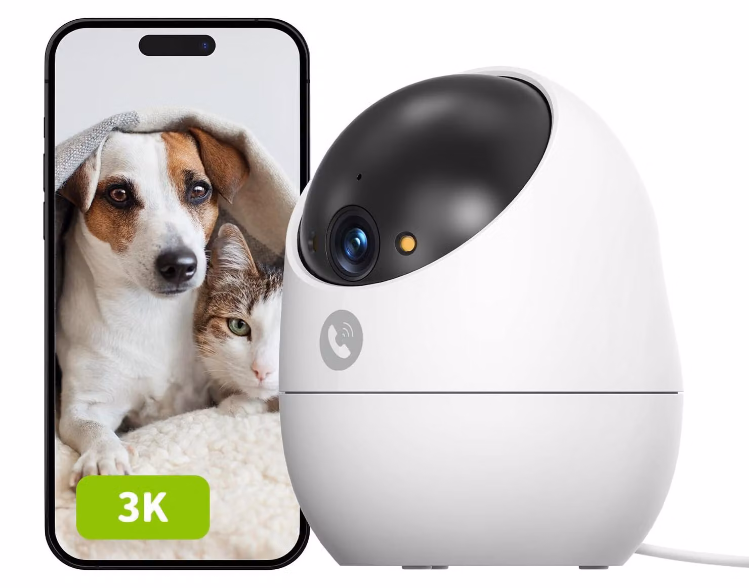 Telecamera interna Beans View 3K per videosorveglianza e sicurezza, visione notturna a colori, 2,4 G