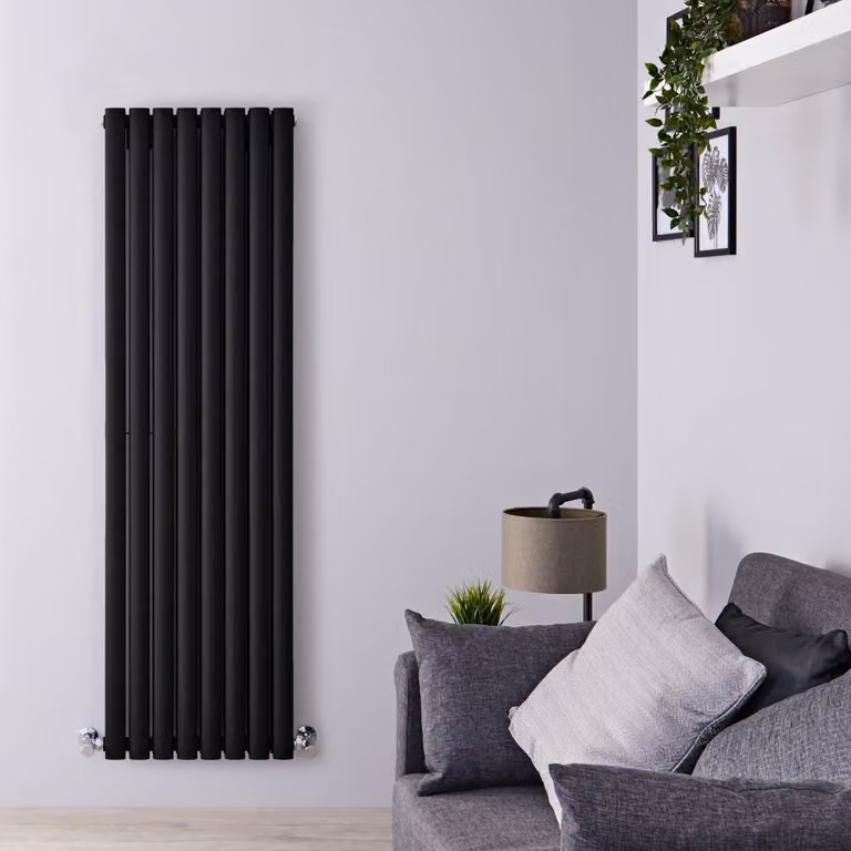Radiatore Termosifone Revive in Acciaio Nero Opaco L: 160 cm, H: 47,2 cm