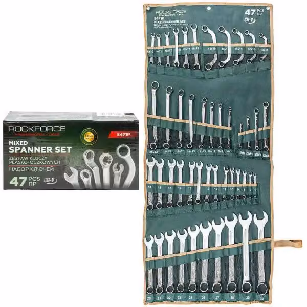 Set di chiavi combinate 47 pezzi 6-32 mm su foglio CrV Rockforce