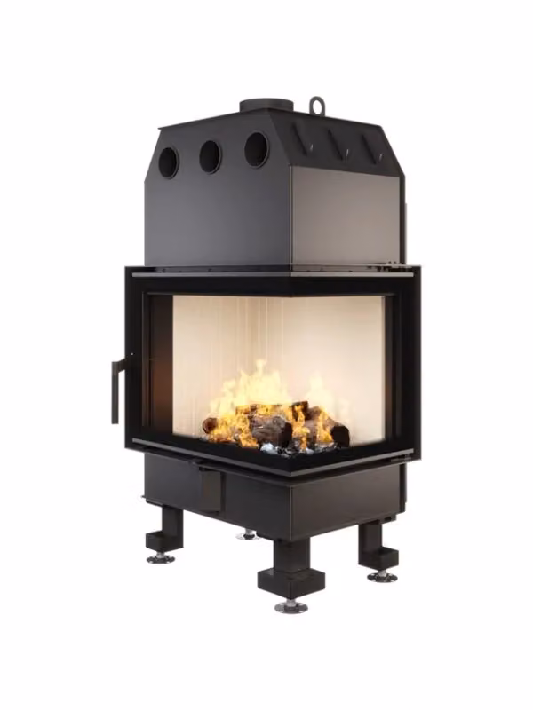 Caminetto ad angolo Outinfire Energy con apertura a destra, colore nero, potenza 14,5 kW, L: 65 cm, P: 50 cm, H: 47 cm – 2
