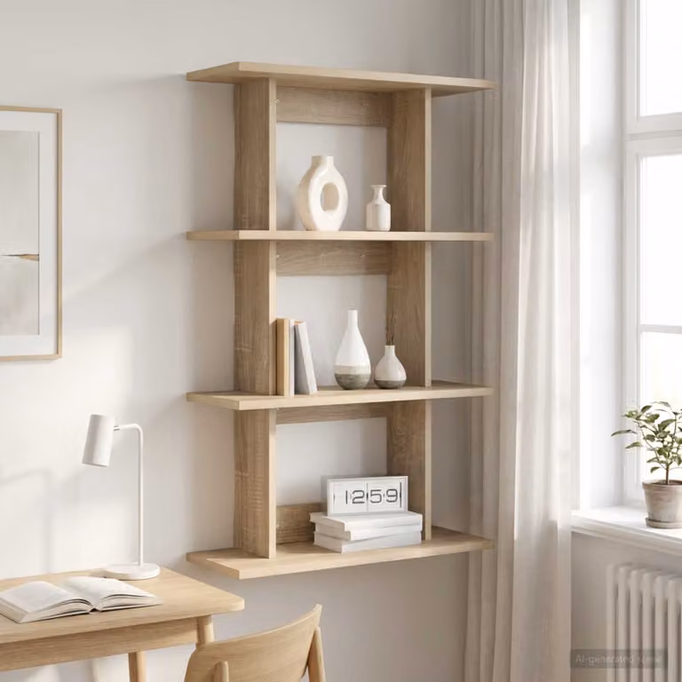 Scaffale da parete moderno vidaXL in MDF color marrone, L: 56 cm, P: 20 cm, H: 90 cm