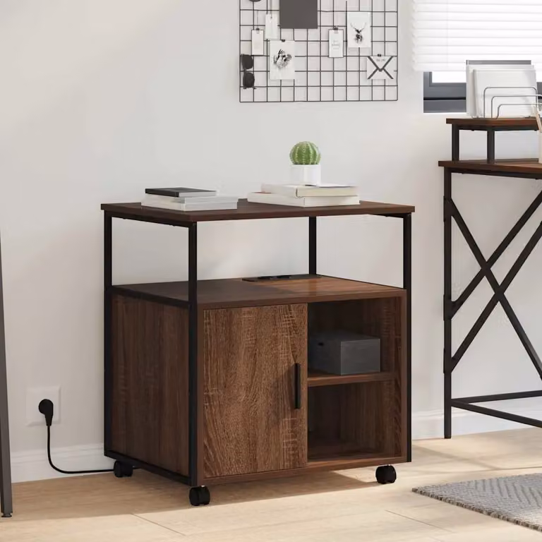 vidaXL Cabina con Stazione di Ricarica Moderna in Rovere Marrone, L/P/H: 61 x 46 x 67 cm