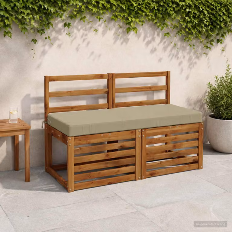 Set di 2 cuscini per panchina vidaXL in poliestere con imbottitura in schiuma, disponibili in verde o beige, modello moderno rettangolare L/P/H: 50 x 50 x 8 cm
