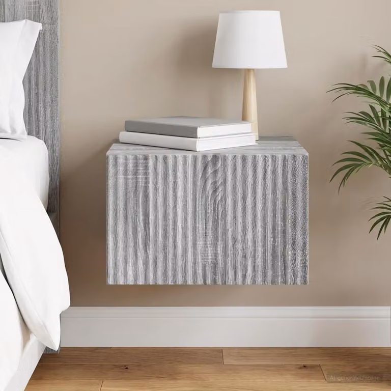 vidaXL Mobiletto da notte sospeso moderno Grigio, L: 33 cm, P: 34,5 cm, H: 20 cm