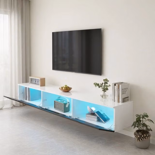 Cassettiera per TV nera e bianca; MDF e truciolare; 180 cm