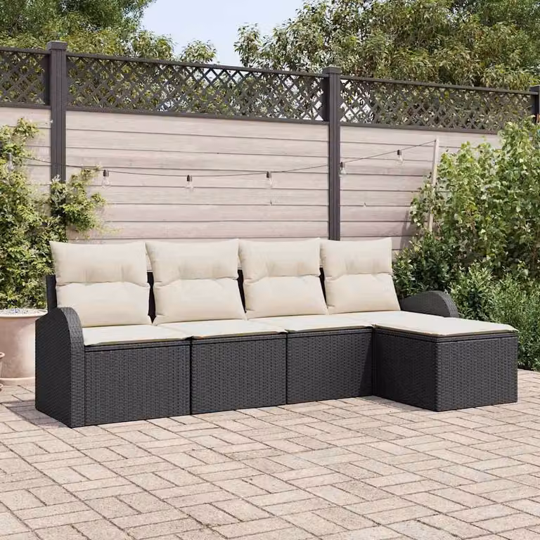 Maison Exclusive - Set Divano da Giardino 5 pcs Nero polyrattan