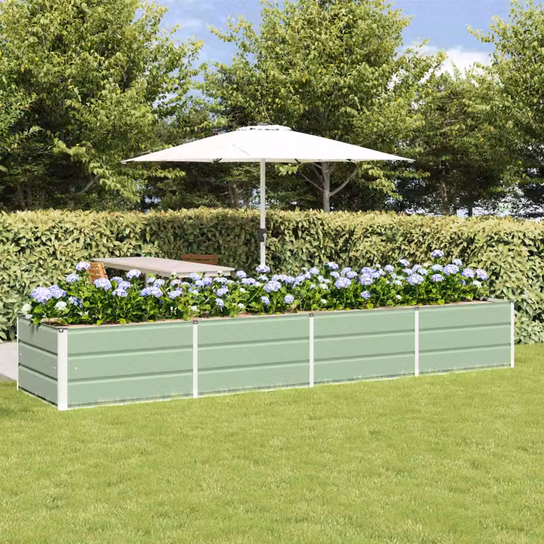 Fioriera verde vidaXL in acciaio e plastica per giardino e piante da interno L: 320 cm, P: 80 cm, H: 45 cm