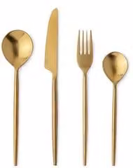 Set di posate da tavola Bizzotto Bronte in acciaio inox 18/8 color oro satinato, 16 pezzi