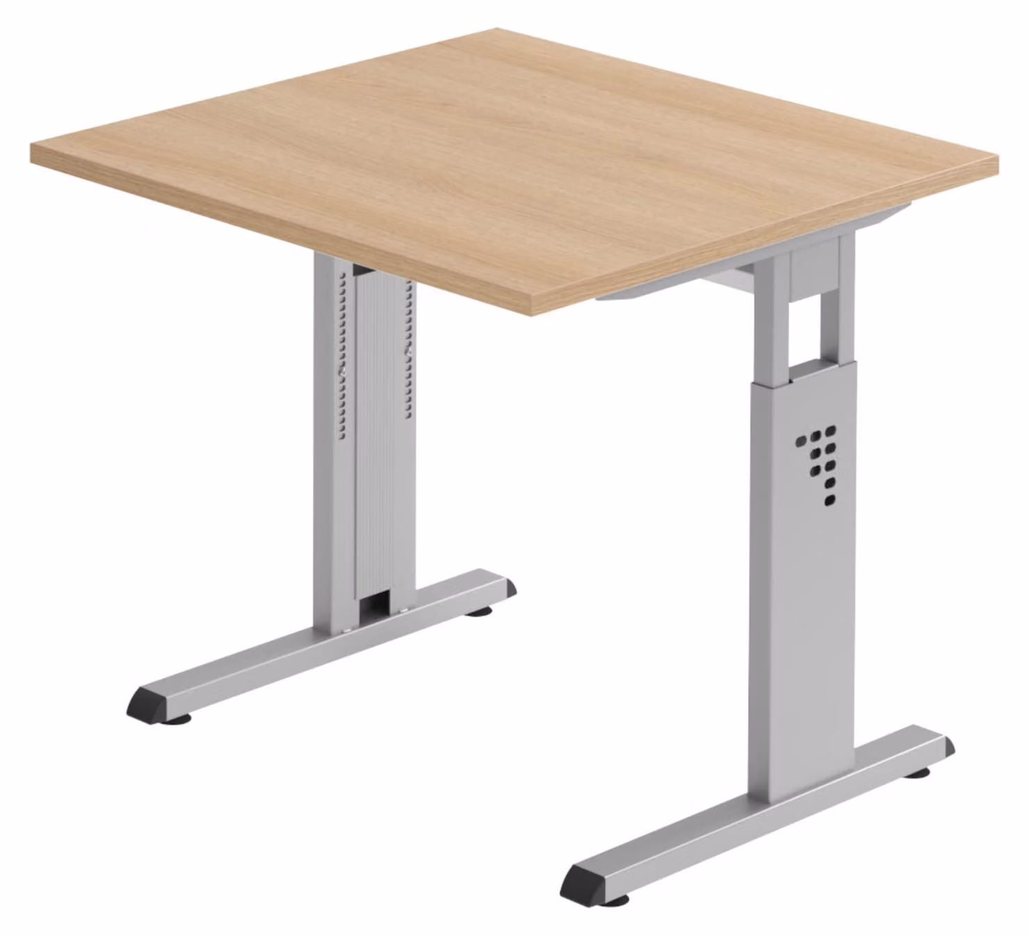 bümö Scrivania Serie-O - Struttura: argento, dimensioni: 80 x 80 cm, decorazione: rovere