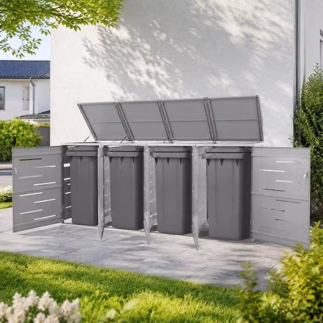 Bin Storage Unit For 4 Bins, 276.5x77.5x115.5 Cm, Stainless Steel