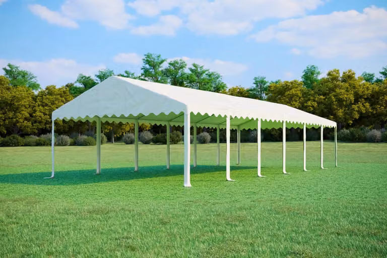 Tenda per eventi, dimensioni 5x12 metri, PVC standard, 500 g/m², colore bianco