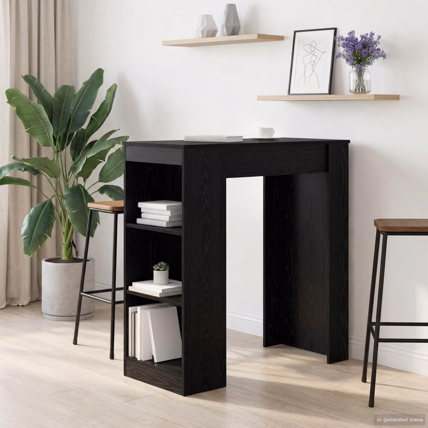 Maison Exclusive - Tavolo da bar, dimensioni 95 x 47 x 103,5 cm, materiale: legno composito, finitura: noce nero