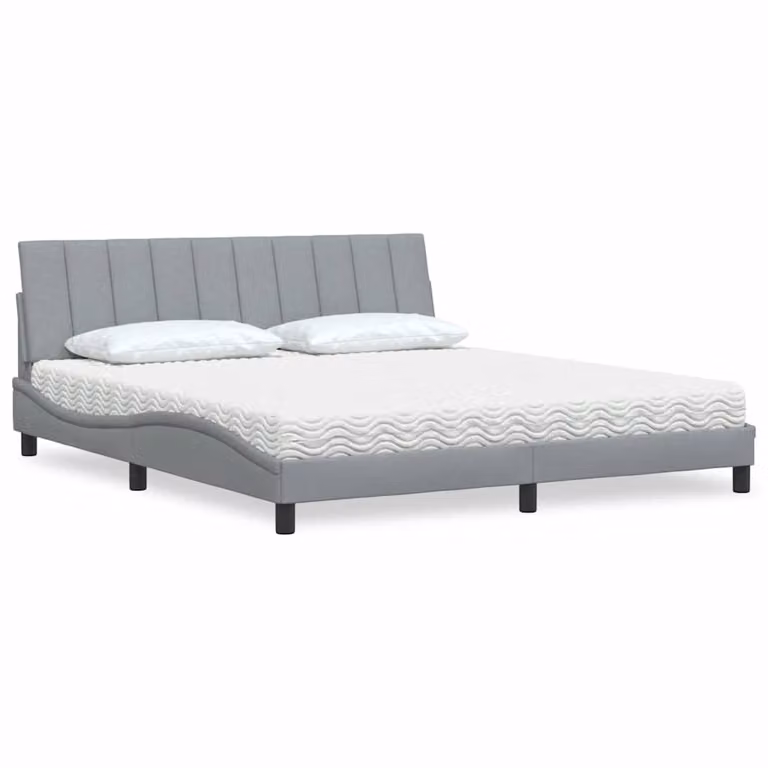 Letto con Materasso Hanko vidaXL Grigio Chiaro L/P: 180 x 200 cm