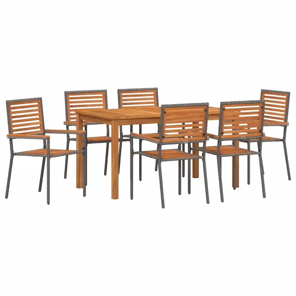 vidaXL Set da Pranzo per Giardino e Terrazzo in Legno di Acacia 7 pz Grigio e Marrone – 2