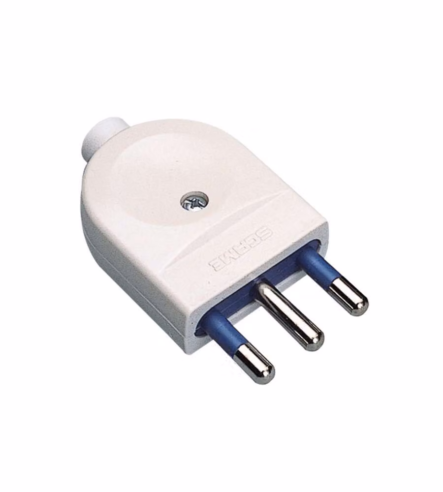 Poly Pool Spina 16A 2P+T Bianco per Cavo Assiale con Fermacavo Isolante