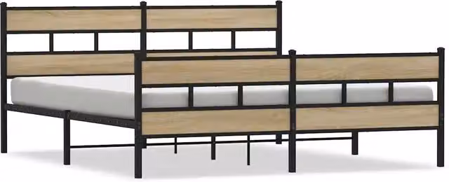 Letto matrimoniale | Letto per adulti | Giroletto senza Materaso in Metallo Rovere Sonoma 180x200 cm