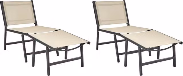 Set di 2 sedie da giardino Beliani con seduta in textilene beige e nero e struttura in alluminio verniciato a polvere, design moderno per esterno