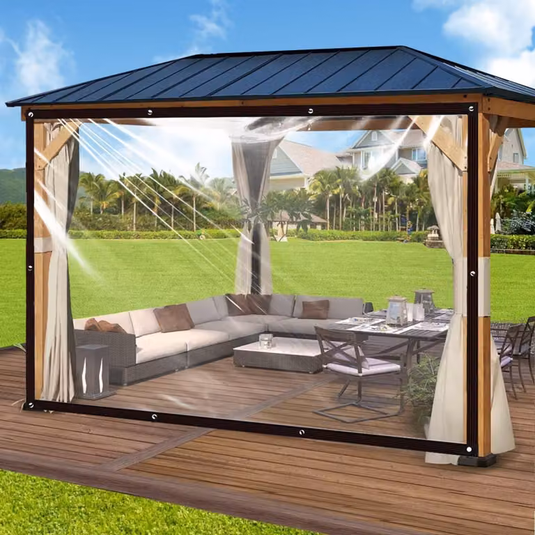 Tenda trasparente impermeabile, dimensioni 2,5 x 5 metri, con anelli