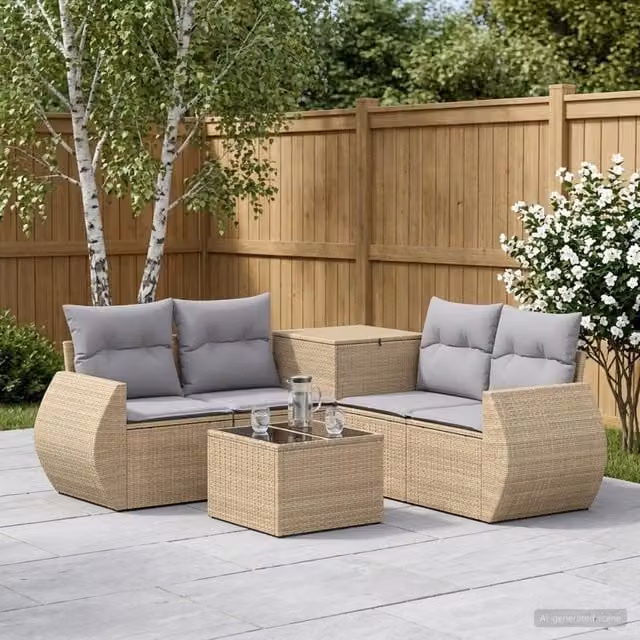 Set di divani 6 pz Beige e Grigio Chiaro 55 x 55 x 37 cm 3447521