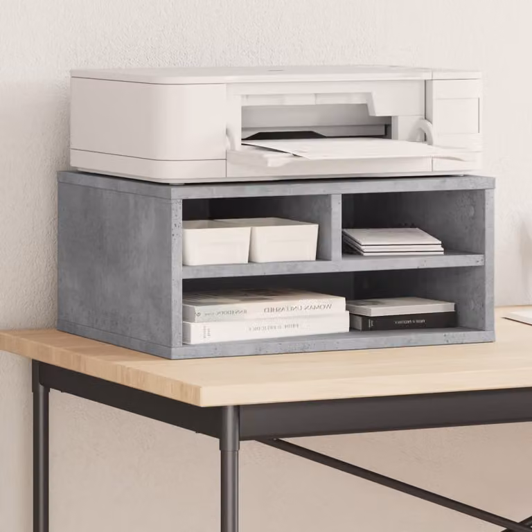 Supporto Stampante vidaXL in Legno Multistrato e MDF, Grigio Cemento, L 49 cm x P 40 cm x H 22,5 cm