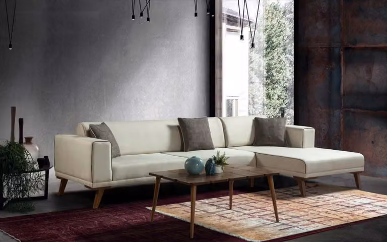 Ecksofa L-Form Sofas Couches Sofas Ecke Couch Polstermöbel Textil Weiß Couchen