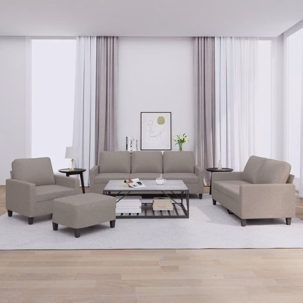 Maison Exclusive - Set divano 4 pezzi con cuscini in tessuto color taupe
