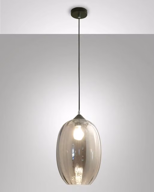 Infinity Lampada a Sospensione Fabas in Vetro e Metallo Grigio con Attacco E27