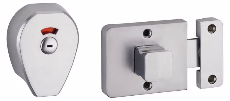 Serratura per bagno e toilette, con indicatore di libero/occupato, argento - THIRARD