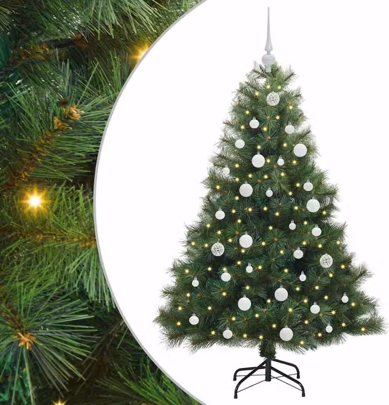 Albero di Natale artificiale con 150 LED Verde 150 cm PE e PVC