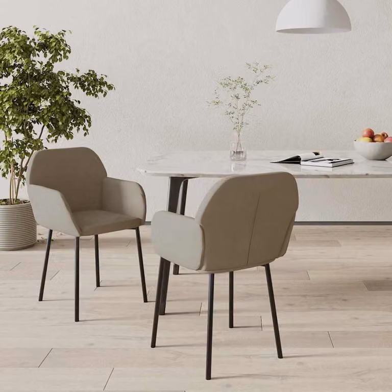 Set di 2 sedie da pranzo vidaXL in velluto grigio con struttura in metallo e MDF per cucina e sala da pranzo