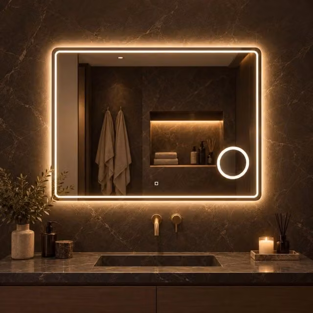 Specchio 5mm rettangolare smussato cornice led interruttore touch lente *** misure 100x60 cm, tonalità dimmerabile 2...