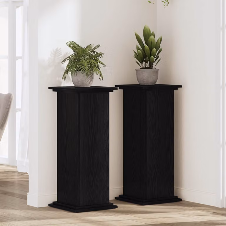 vidaXL Supporto per piante in legno MDF nero L/P/H: 33 x 33 x 80 cm