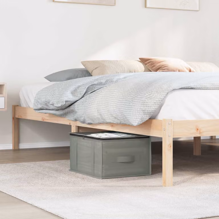 Set di 2 scatole di stoccaggio vidaXL grigie con finestra trasparente, ripostiglio pieghevole sotto il letto con maniglie in tessuto e plastica