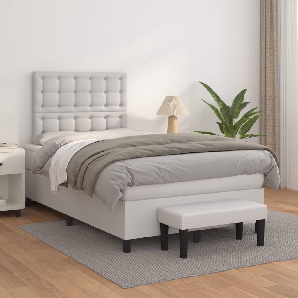 Maison Exclusive - Letto boxspring con materasso bianco 120x200 cm in ecopelle