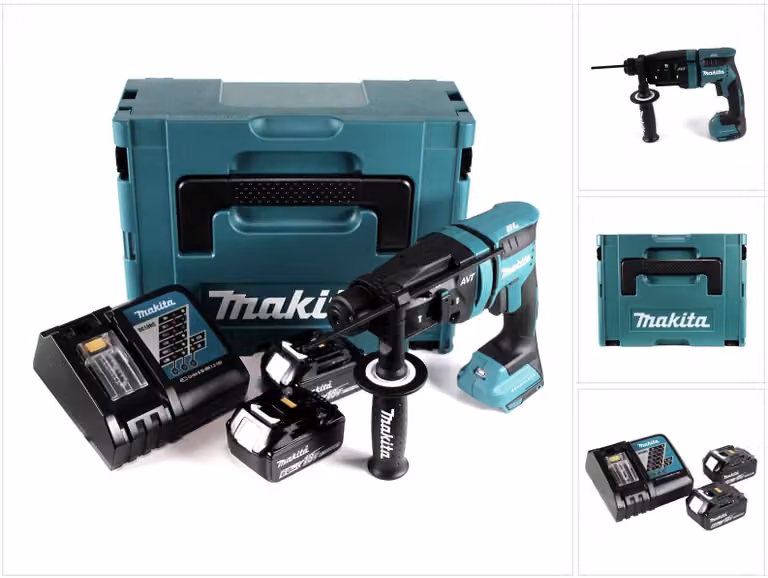 Makita DHR 182 RGJ Martello perforatore a batteria 18 V 1,7 J SDS plus Brushless + 2 batterie da 6,0 Ah + caricabatteria + Makpac