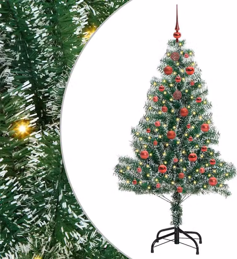 Albero di Natale Artificiale Imbiancato con Luci LED 150 cm