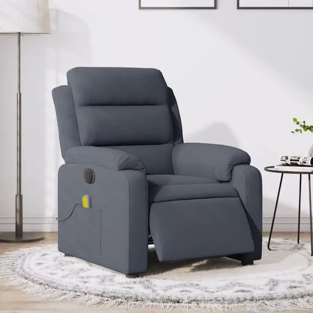 vidaXL Poltrona Massaggiante Reclinante Elettrica in Velluto Grigio