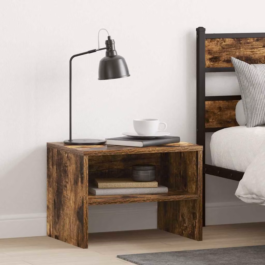 Comodino vidaXL in legno multistrato rovere fumo, L 40 cm x P 30 cm x H 30 cm