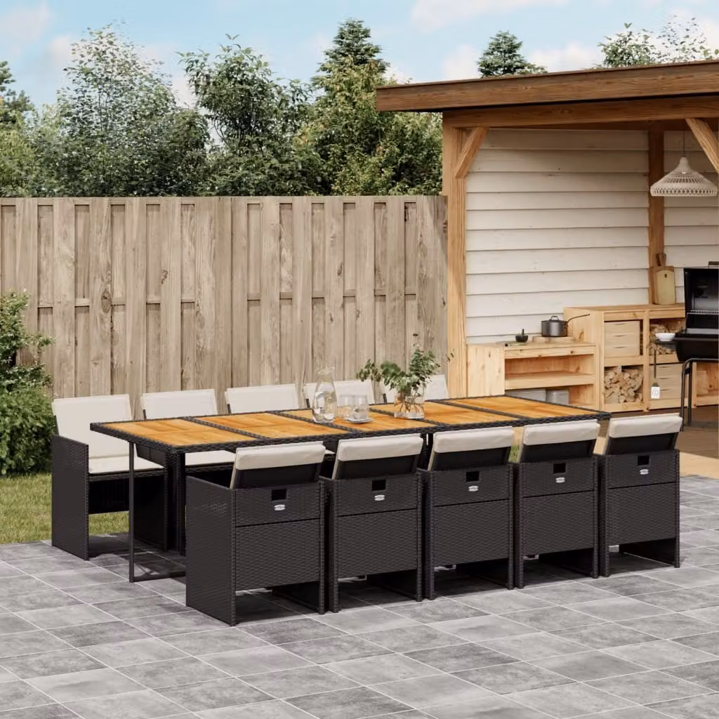 Maison Exclusive - Set da Pranzo da Giardino 11 pz con Cuscini in Polyrattan Nero