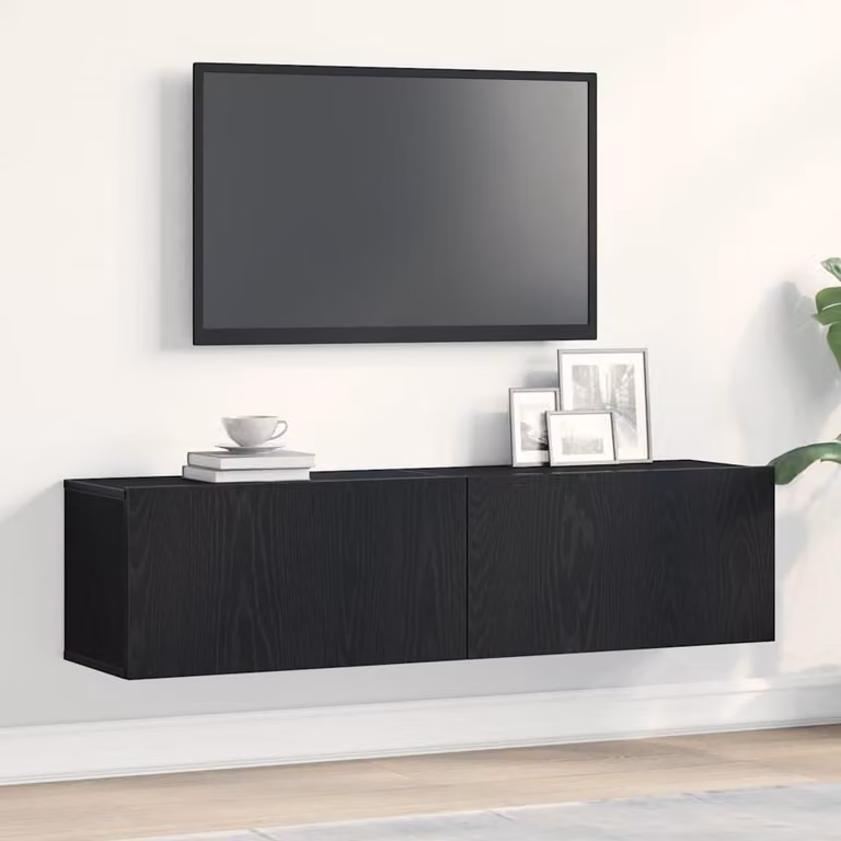 Mobile TV vidaXL Rovere Nero in Legno Multistrato e MDF L: 120 cm, P: 30 cm, H: 30,5 cm