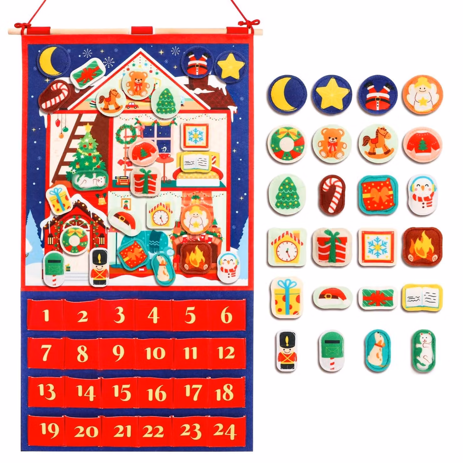 Calendario dell'Avvento 2025 - Calendario dell'Avvento - Decorazioni natalizie - 24 decorazioni riempite - Decorazioni - Materiale non tessuto
