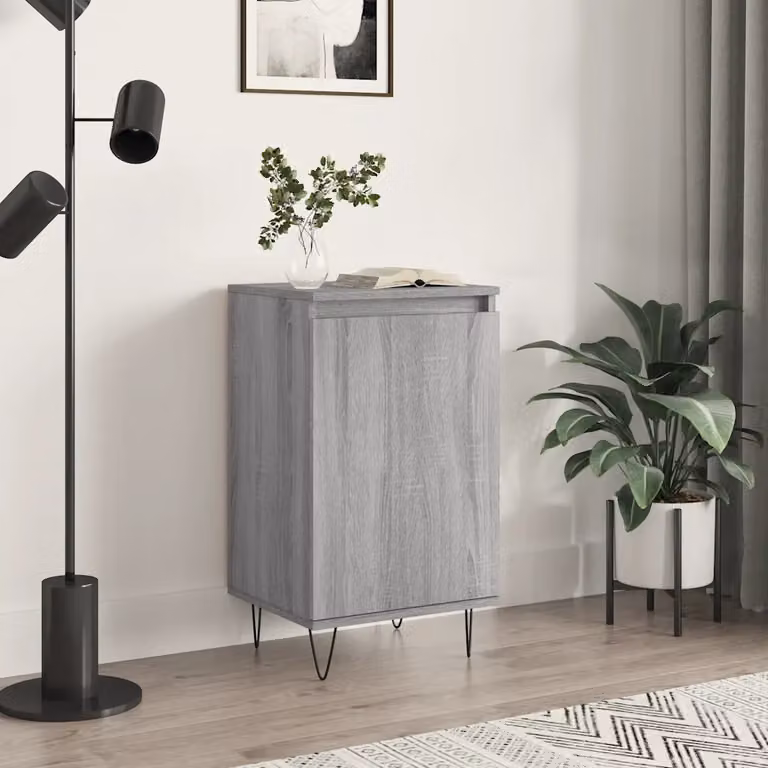 Credenza moderna vidaXL in legno multistrato e MDF, colore grigio opaco, L/P/H: 40 x 35 x 70 cm