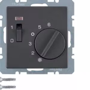Berker 20316086 Termostato 24 V con contatto di apertura, elemento centrale, interruttore a bilanciere e LED antracite s