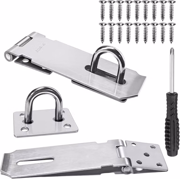 Serratura con chiavistello, 12,7 cm, confezione da 2, completa di viti e cacciavite, per porte
