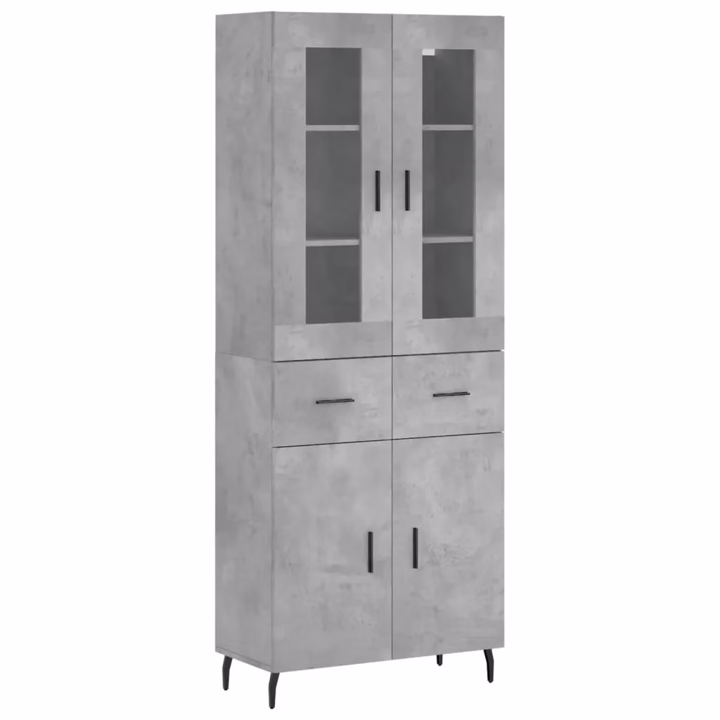 Credenza moderna vidaXL in legno, vetro e metallo, colore grigio, L: 69,5 cm, P: 34 cm, H: 180 cm – 2